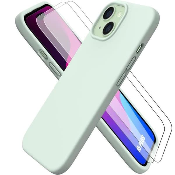 Coque - Silikon - för iPhone 15 Plus - Ultra Slim - Grön - Skydd i Härdat Glas Grön