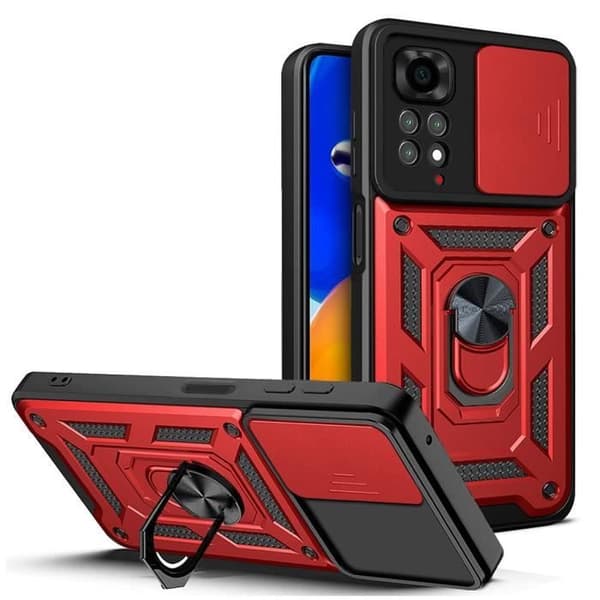 Skyddsskal - E.F.CONNECTION - För Redmi Note 11 - Röd - Stötsäker - Militärstil Röd