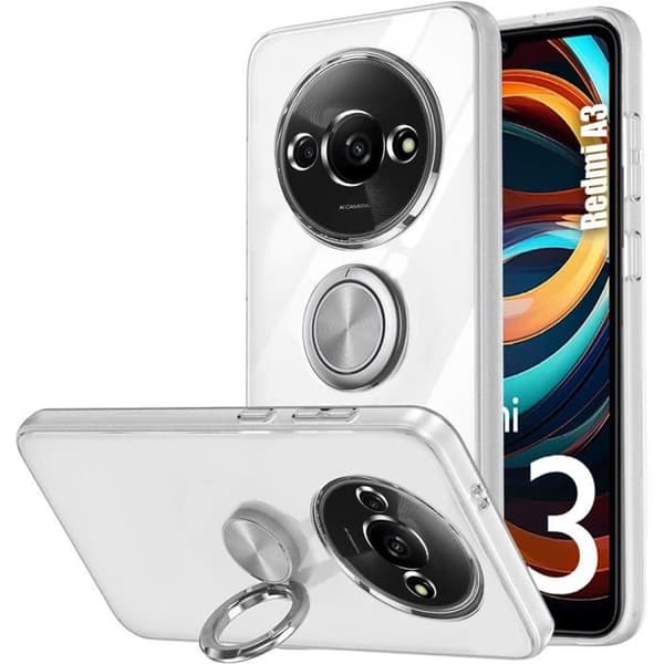 Skyddsfodral - Xiaomi - Redmi A3 - Stöttålig silikon - Transparent - Silverring Klar, Silver