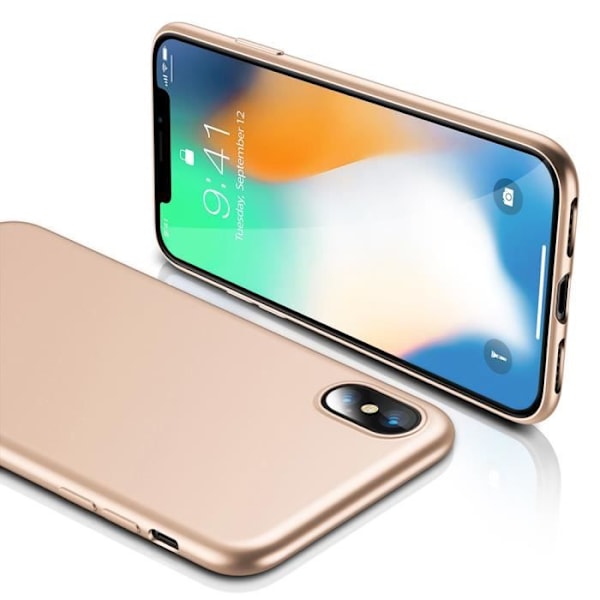 Coque iPhone X - Stødabsorberende - TPU Silikone - Ultra Tynd - Mat Finish - Guld gyllene