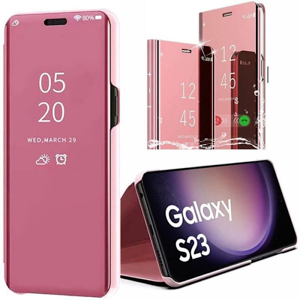 Helkroppsfodral till Samsung Galaxy S23 360 Skydd Clear View Smart Fodral - Rosa Rosa