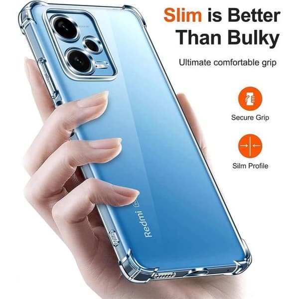Coque - E.F.CONNECTION - För Xiaomi Redmi Note 12 Pro 5G - TPU Stötsäker - Transparent - 2 Härdat Glas Transparent