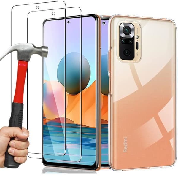 Skyddsskal - E.F.CONNECTION - för Redmi Note 10 Pro 4G - Silikon - Härdat glas - Transparent Transparent
