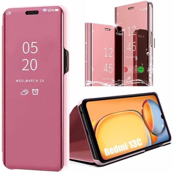 Etui til Xiaomi Redmi 13C - Pink Full Body Anti-ridse Spejl Elegant 360 graders beskyttelse