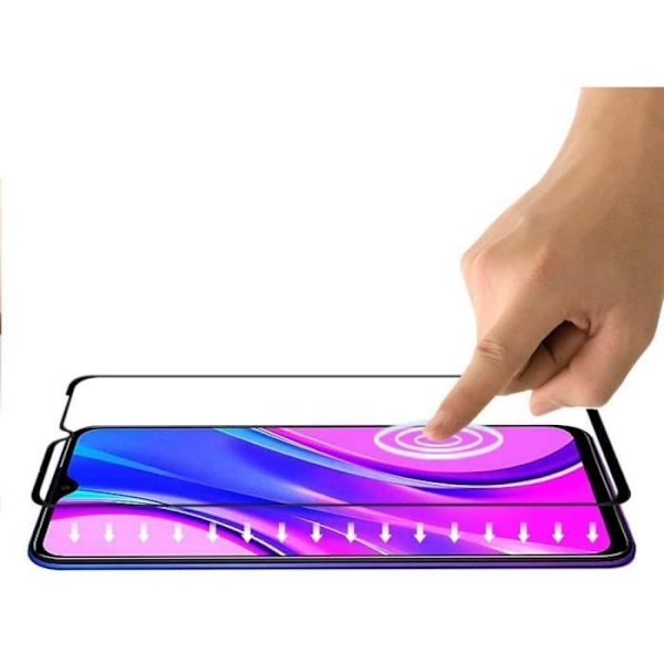 Beskyttelsesfilm - E.F. CONNECTION - Redmi 9C - Hærdet glas - Sort - Pakke med 3 enheder Transparent med svart kant