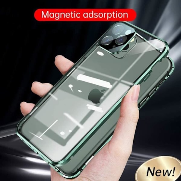 Skal för iPhone 12 - Trendig - Härdat glas - Magnetisk - Heltäckande skydd - Röd Röd