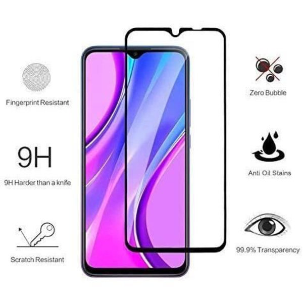 Beskyttelsesfilm - E.F. CONNECTION - Redmi 9C - Hærdet glas - Sort - Pakke med 3 enheder Transparent med svart kant