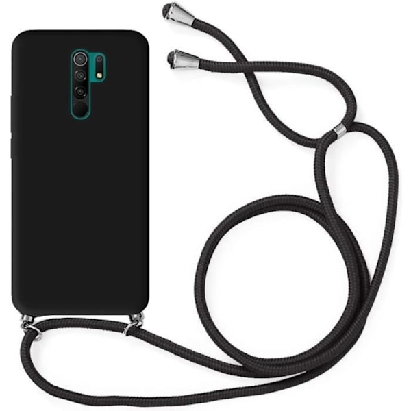 Skyddsskal - E.F.CONNECTION - Redmi 9 - Mjuk - Svart - Med Universellt Nackband Svart