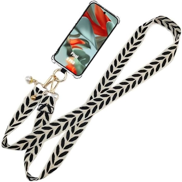 Coque Bandoulière - Google - Pixel 9 Pro - Fleksibel - Silikone - Sort Svart
