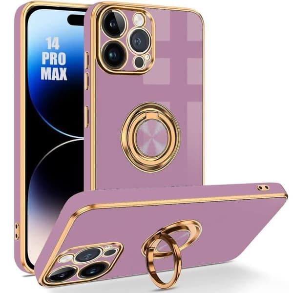 Coque - Coque - för iPhone 14 Pro Max - Stötsäker - 360° roterande stöd - Lila Lila