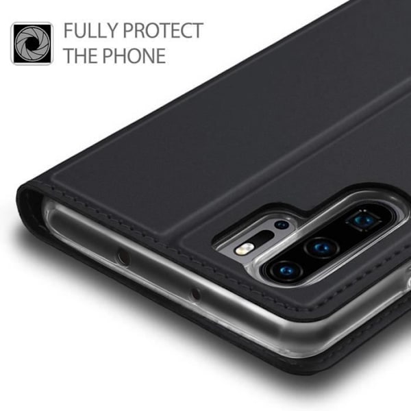 Etui - Huawei - P30 Pro - Flip Premium - Sort - Magnetisk lukning - Videounderstøttelse Svart