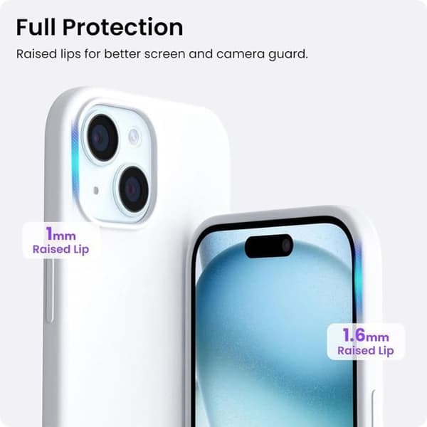 Coque - E.F.CONNECTION - för iPhone 15 - Ultra Slim Silikon - Skydd av Härdat Glas - Matt Vit