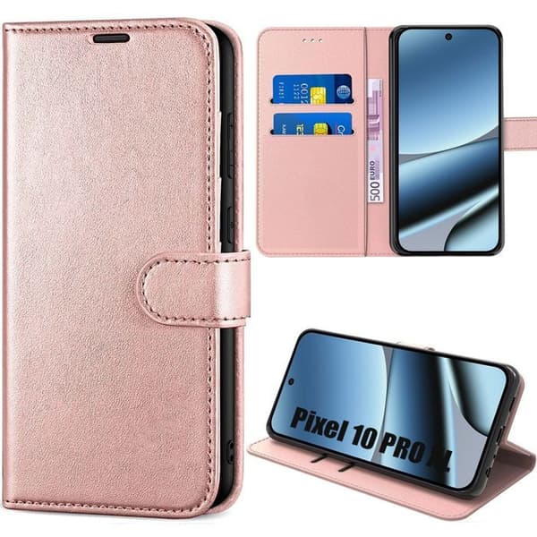 Coque Rabat - E.F.Connection - för Google Pixel 10 Pro XL - Stötskydd Syntetläder - Rosa Rosa