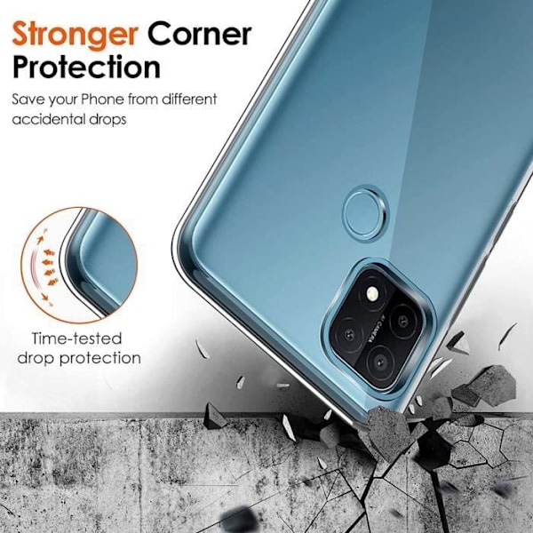 Skyddsask - E.F.CONNECTION - OPPO A15 - Flexibel - Transparent - Härdat Glas Inkluderat Transparent