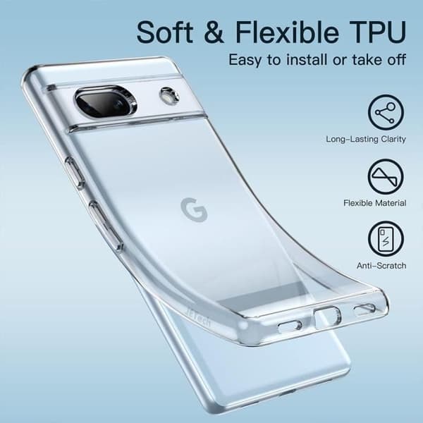 Fodral och 2 härdade glasögon för Google Pixel 7a - Förstärkt skydd Stötsäker silikon