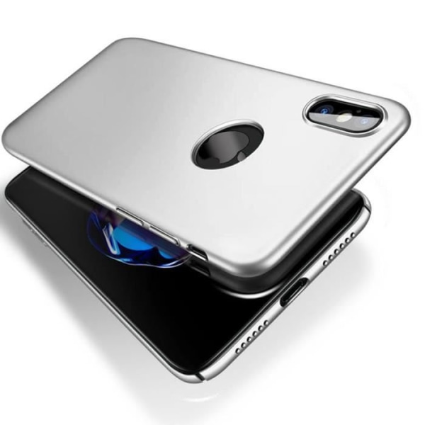 iPhone X-cover (5,8') hærdet glasskærm Stødsikkert silikonecover Ultra Slim Gel-cover - Sølv mat finish Silver