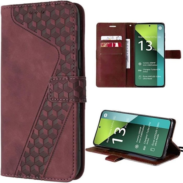 Coque - E.F.Connection - Redmi Note 13 Pro 5G - Foliofodral - Syntetiskt läder - Röd Röd