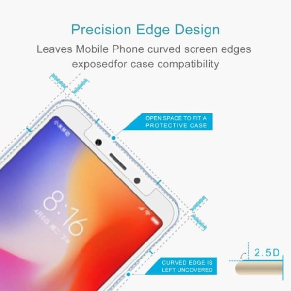 9H 2.5D härdat glasfilm för Xiaomi Redmi 6A Övrigt