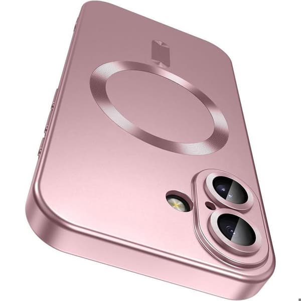 Skyddsskal - E.F.Connection - för iPhone 17 - Flytande silikon med rosa magnetring Rosa