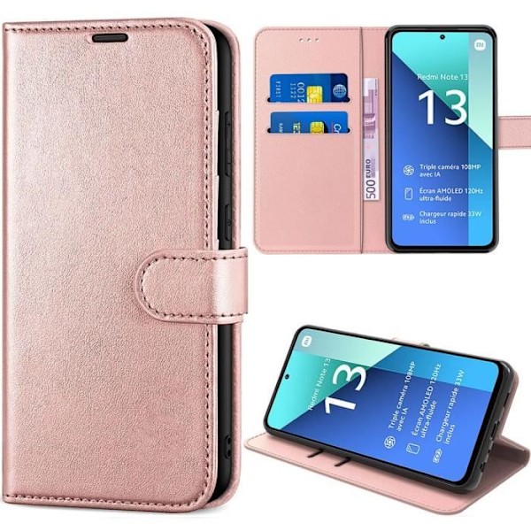 Coque - E.F.CONNECTION - för Xiaomi Redmi Note 13 4G - Rosa - Stötsäker - Justerbart Stöd Rosa