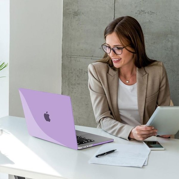Fodral för MacBook Pro 16 Tum M4 M3 M2 M1 Pro/Max 2024 2023 2021, Antislipsskydd med Luftventilationsfack - Lila Lila