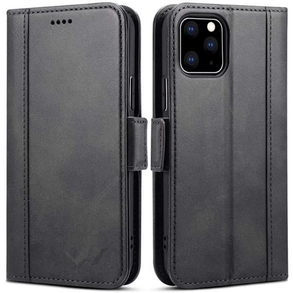 Flip-fodral för iPhone 11 Pro (5,8"), Premium 360° Full Protection Card Slot - Svart Svart