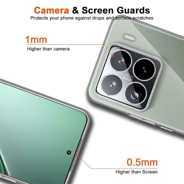 Skyddsfodral för Xiaomi 15 Pro med 2 Härdat Glas - Förstärkt Skyddssilikon Transparent Transparent