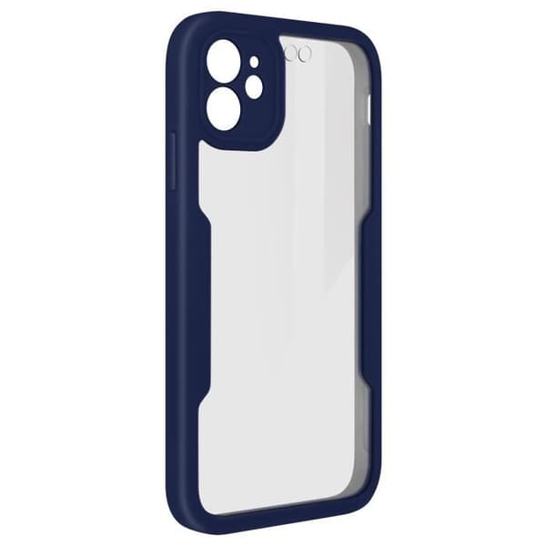 Heltäckande fodral - AVIZAR - iPhone 12 - Plexiglas-baksida - Förstärkta hörn - Mörkblå Midnattsblå