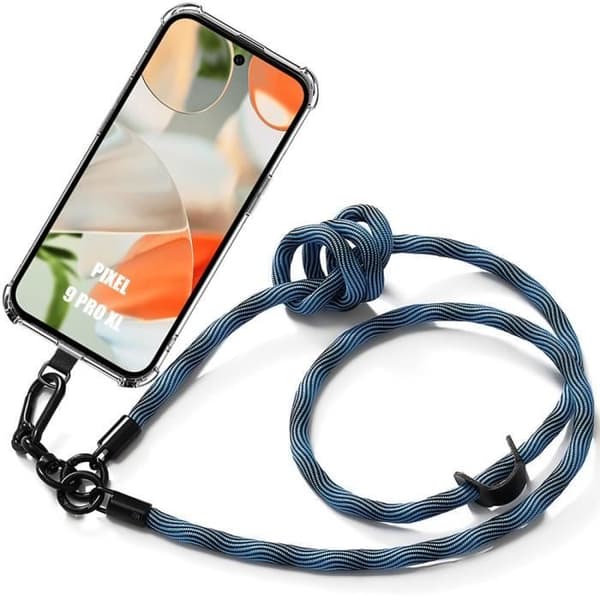 Coque - E.F.CONNECTION - för Google Pixel 9 Pro XL - Förstärkt Stötskydd - Avtagbar Snodd - Blå Blå