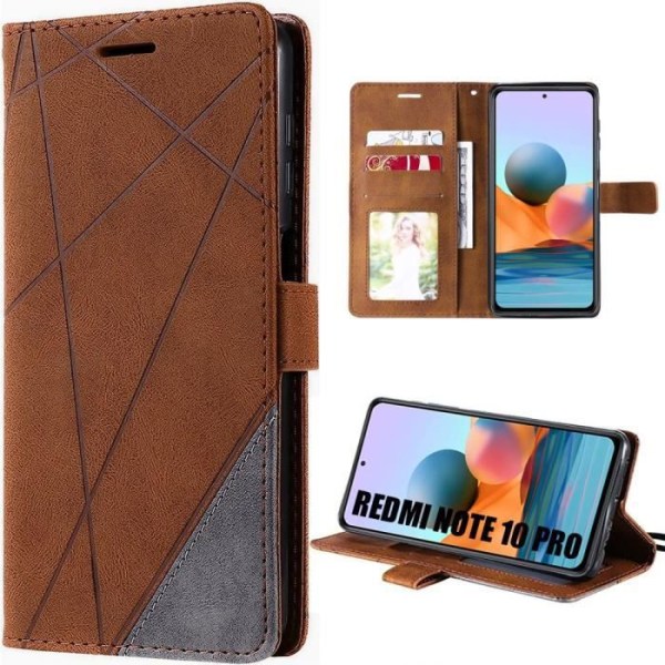Fodral till Xiaomi Redmi Note 10 Pro Brown Mjukt syntetiskt läder Anti-Scratch 360 Protection