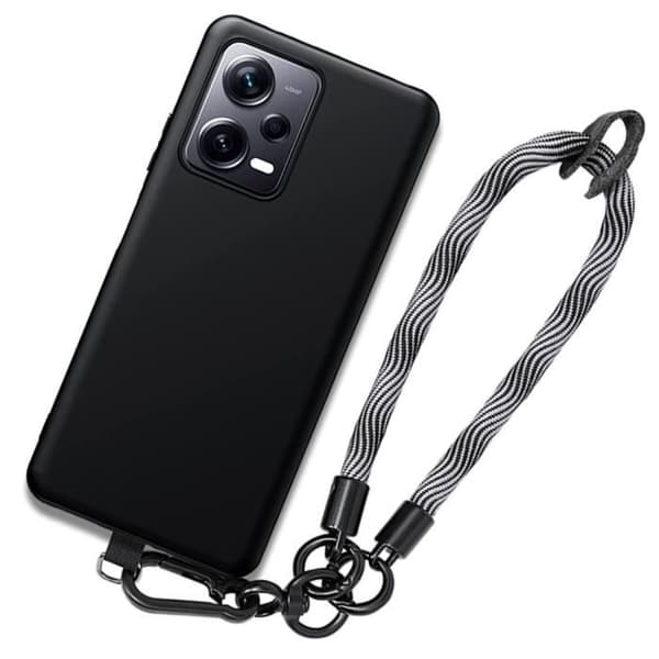 Coque TPU - E.F.CONNECTION - För Xiaomi Redmi Note 12 5G - Stötsäker - Rep-resistant - Robust handledsrem Svart grå