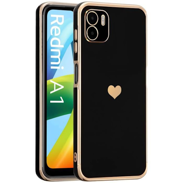 Fodral till Xiaomi Redmi A1 med hjärtmönster Anti-Scratch Soft TPU Svart