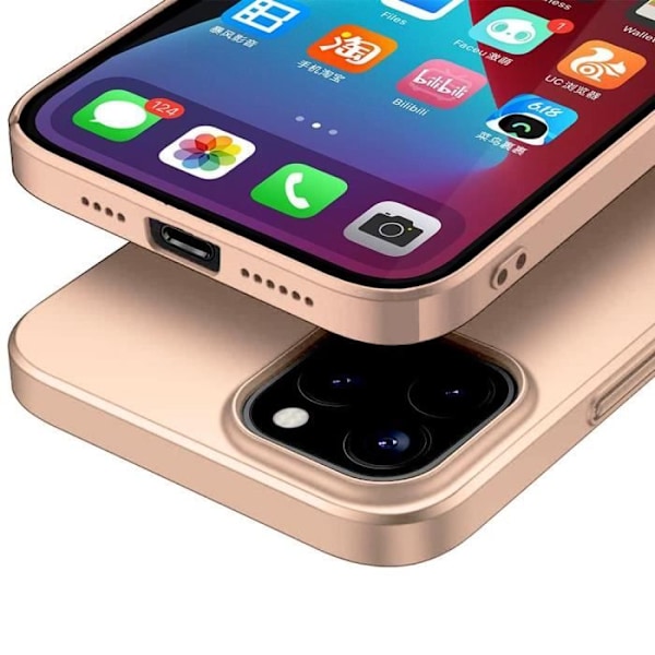 Cover til iPhone 12 Pro Max Gold + 2× hærdet glas skærmbeskytter, blødt silikone cover gyllene