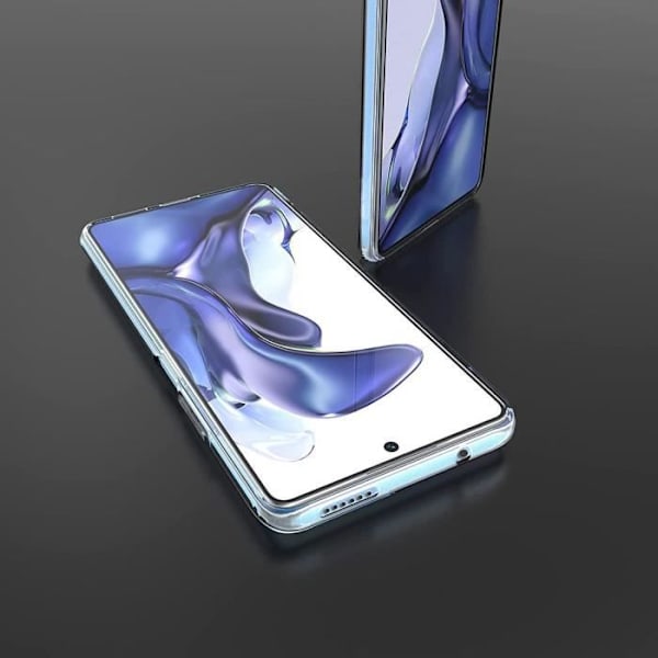 Etui til Xiaomi Mi 11T + 2 hærdede briller, gennemsigtigt blødt stødsikkert silikonetui
