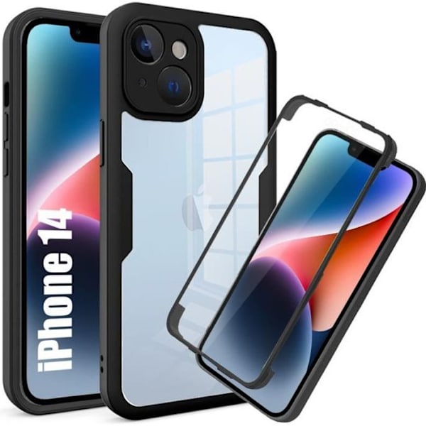 Fodral för iPhone 14 (6.1") Heltäckande fram + bak 360 svart Svart