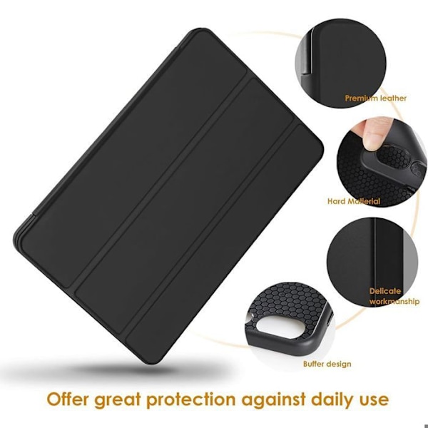 Coque för Samsung Galaxy Tab S9 FE / S10 FE - E.F.CONNECTION - Stötabsorberande - PU-läder - Mikrofiber - Svart Svart