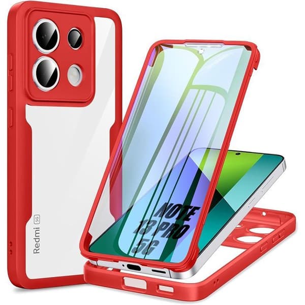 Coque - E.F.CONNECTION - för Xiaomi Redmi Note 13 Pro 5G - Skydd 360° - Integrerad - Röd Röd