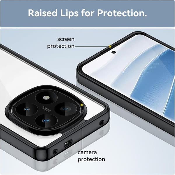Skyddsskal - E.F.CONNECTION - för Xiaomi Redmi Note 14 Pro 4G - Silikon med Hård Baksida - 2 Glas Transparent