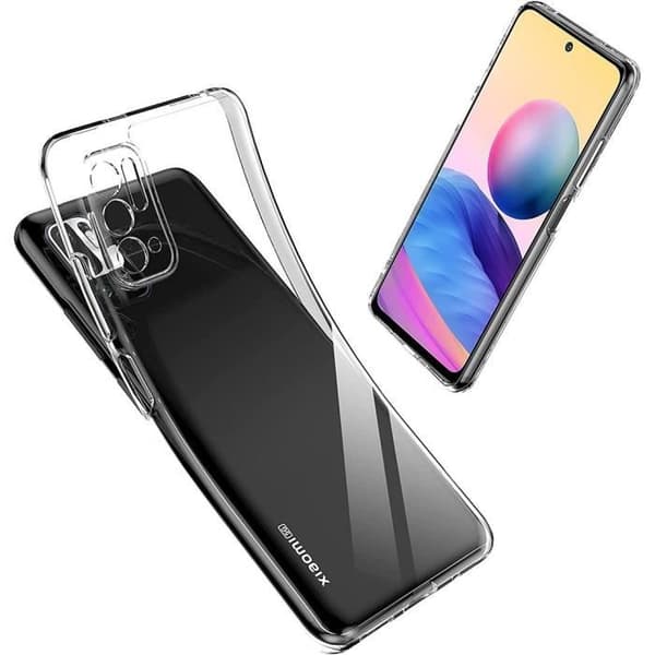 Coque silikon - E.F.CONNECTION - för Redmi Note 10 5G - Högmotståndssilikon - Härdat glas - Transparent Transparent