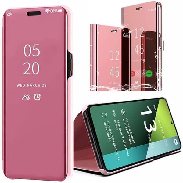 Coque - E.F.CONNECTION - För Xiaomi Redmi Note 13 Pro 5G - Stöttålig - Spegel Krom - Stödfunktion Rosa