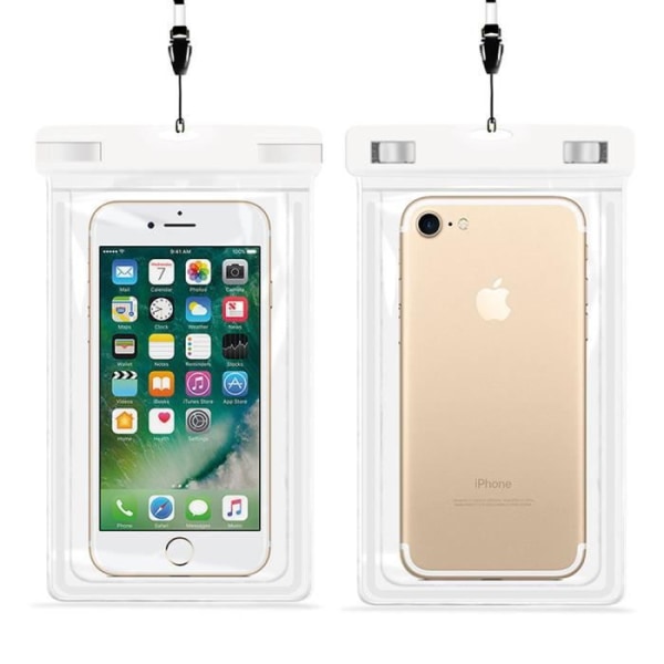 Vandtæt pose til telefon Vandtæt cover til iPhone 8 7-6Plus, Galaxy J3-J5-S8 Honor 9 Xperia L1-XA1, ZC520TL ZB501KL - hvid Vit