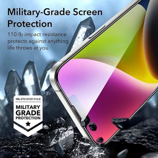 [2 stycken] Helsvart härdat glas för iPhone 14 (6,1") 9H Transparent med svart kant