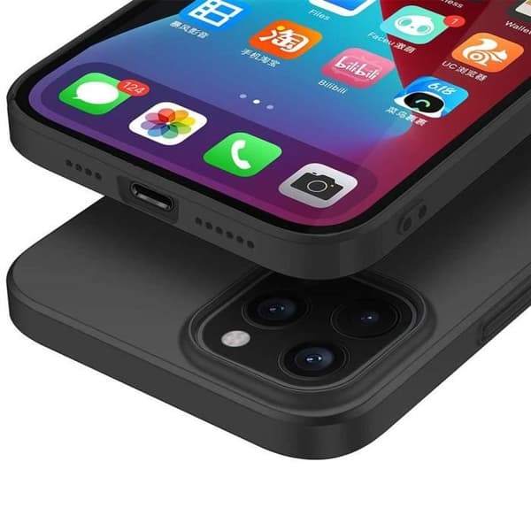 Skyddsfodral - E.F.CONNECTION - för iPhone 12 Pro Max - Mjukt silikon - Stötsäker - Lätt Svart