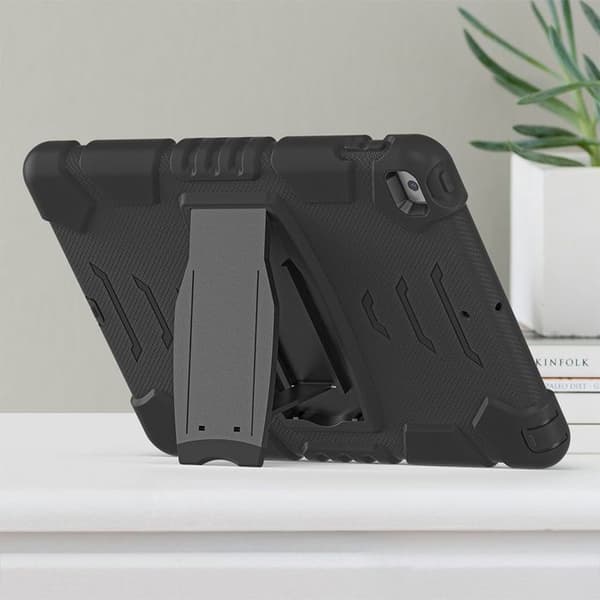 Fodral för iPad 10,2" - Heltäckande Skydd - Stötsäker - Fällbart Stöd - Svart - Silikon/PC Svart