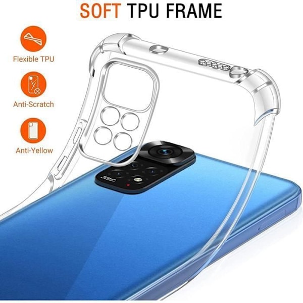 Skyddsfodral - E.F.CONNECTION - Redmi Note 11 - Stötsäker silikon - Transparent - Mjuk Transparent
