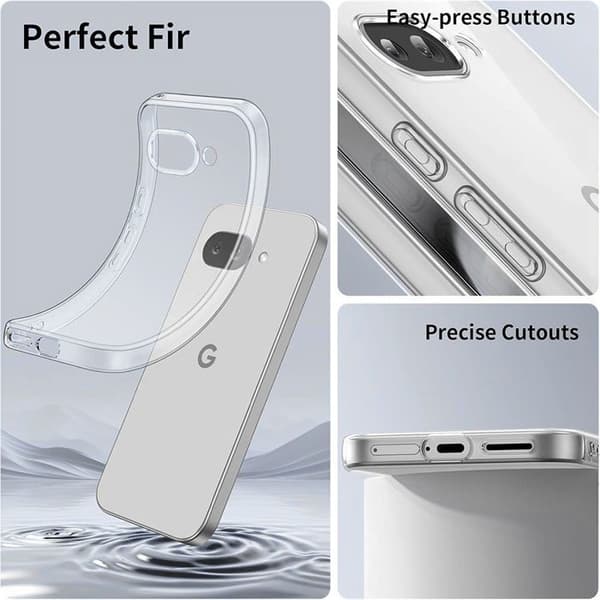 Skyddsfodral för Google Pixel 10a, Stötsäker Silikon, Slim Transparent - 2 Härdade Glas Transparent
