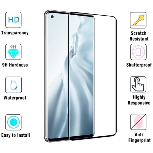 Skyddsfilm - VSHOP - Xiaomi Mi 11 - 9H härdat glas - Fullständigt skydd - Svart Svart