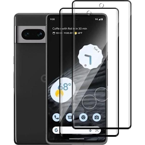 Helhärdat glas för Google Pixel 7 Pro - 2 delar - Skyddsglas Transparent med svart kant