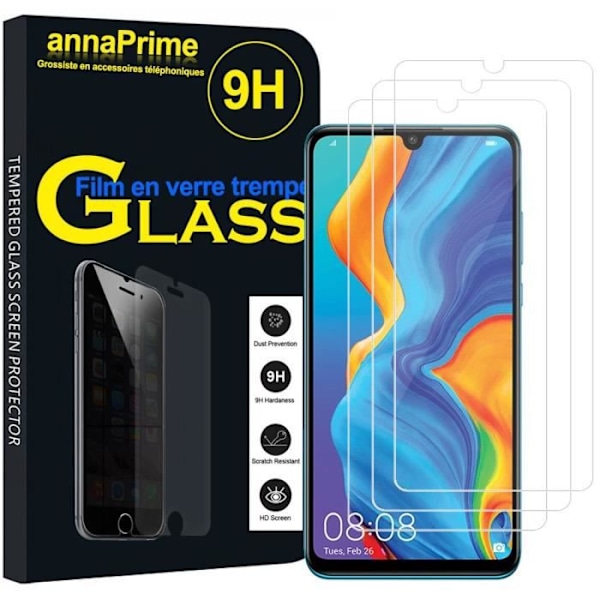 Til Huawei P30 Lite 6,15" MAR-LX1M: Parti/pakke med 3 skærmbeskyttere af hærdet glas TRANSPARENT
