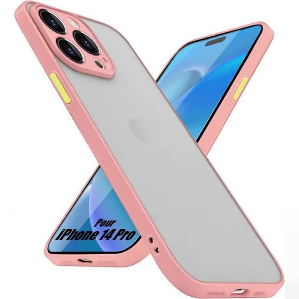 Stötsäkert tunt styvt silikonfodral till iPhone 14 Pro - Rosa Rosa